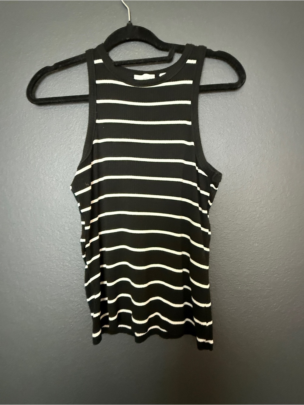 Cyrus Black and White Striped Ribbed Tank